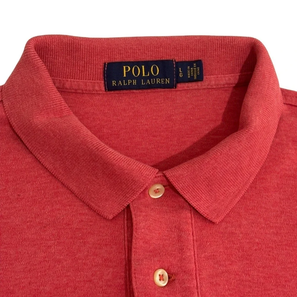 Polo Ralph Lauren Polo Shirt Mens L Red Heathered Short Sleeve Pony Logo